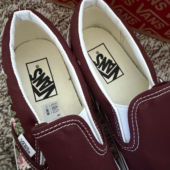 Brand New Maroon Floral Slip On Vans - Picture 3 of 5